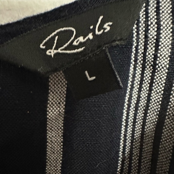 Rails Angela Striped Linen Blend Pants Jumpsuit. Size Large. Dark Navy and White - Picture 4 of 8